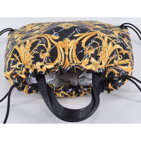 NEW Versace $1,095 Baroque Medusa Print Nylon Cinched Drawstring Purse Backpack main image 7